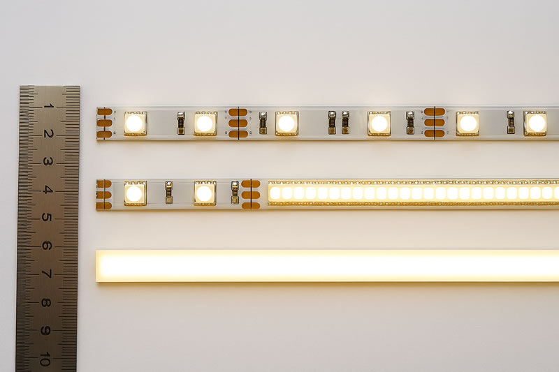 Comparación de tiras LED con distinta densidad: 30, 60 y 120 LEDs por metro