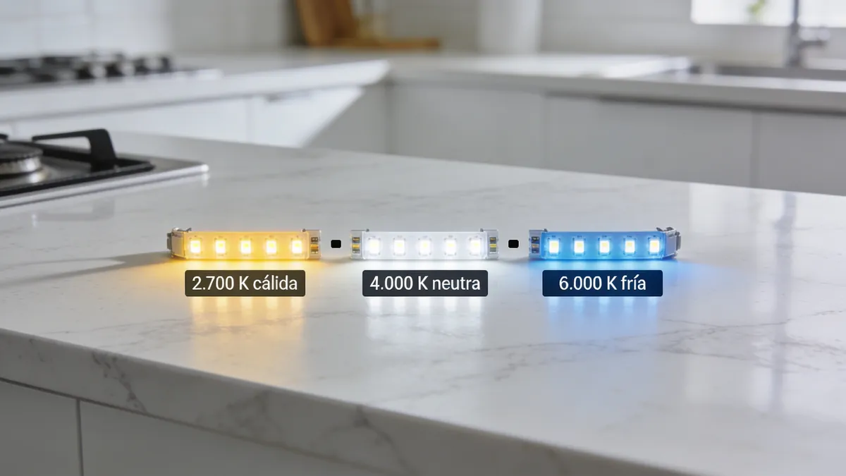Guía de compra de tiras LED para cocina: temperatura de color, protección IP y voltaje
