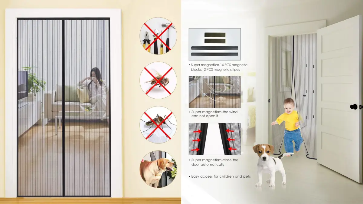 Mosquitera magnética MYCARBON con malla ultrafina para puerta corredera