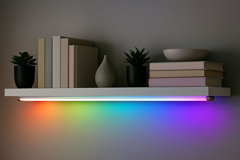 Tira LED RGB mostrando su capacidad de cambio entre distintos colores