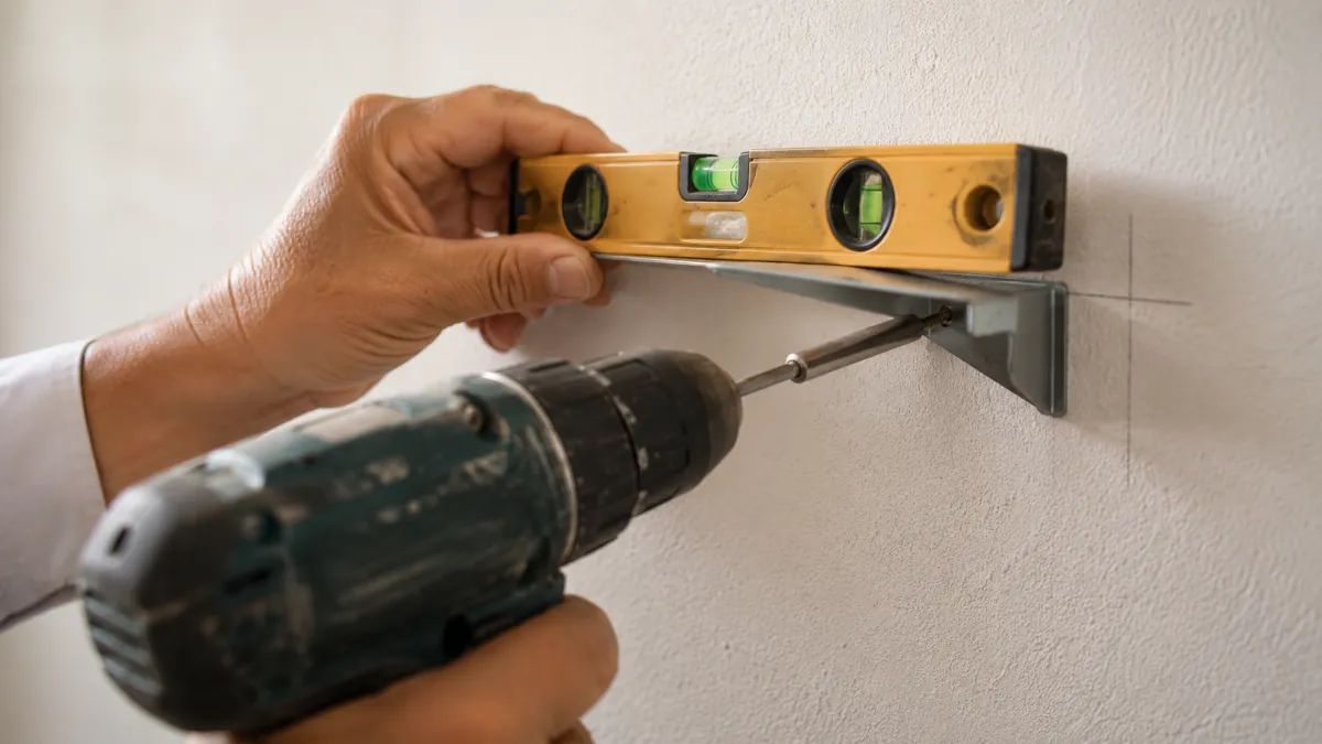 Instalación de una estantería en la pared